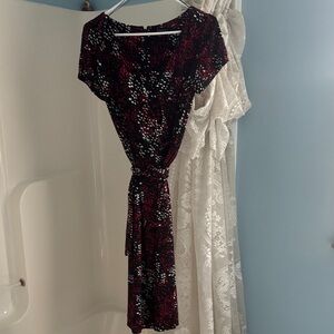 Adrianna Papell Black and Red Midi Dress